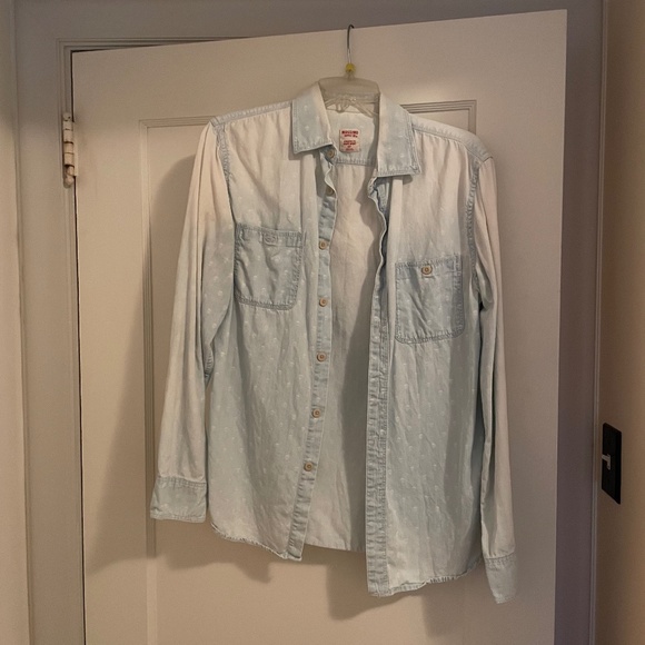 Mossimo Acid Wash Skull Button Down Shirt - Picture 1 of 5